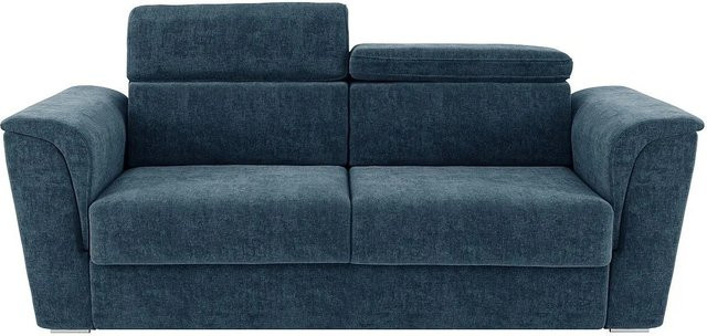 Vente-unique Schlafsofa Rizora Blau mit verstellbarer Kopfstütze und Stoffbezug, Breite: 230 cm - Bild 1