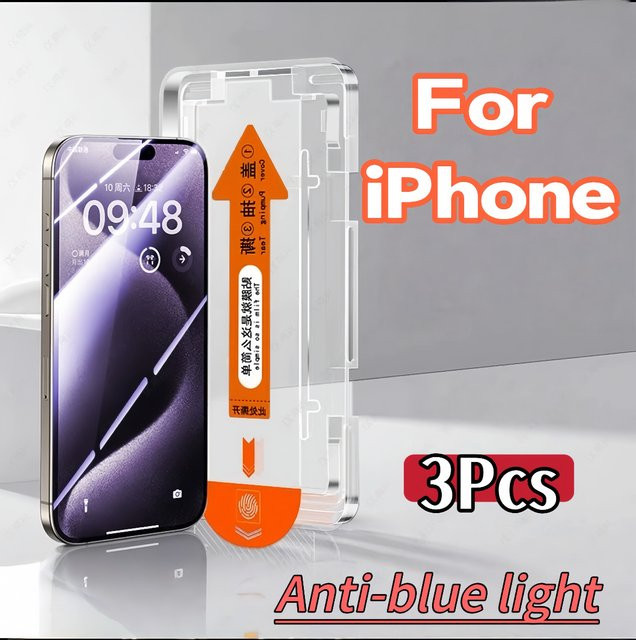 3er-Pack Anti-Blaulicht-Displayschutzfolie für Apple iPhone 17 16 15 14 13 12 11 Pro Max XS in Transparent - Bild 1