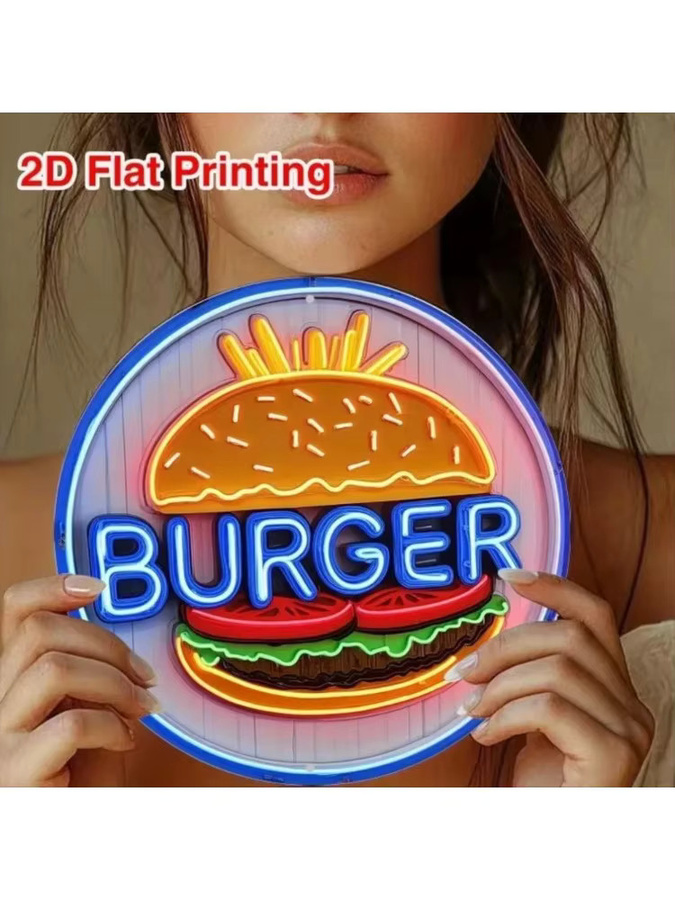 Potdemiel Vintage Burger Metallschild im Neonschild-Design zur Dekoration für Bar und Restaurant - Bild 3