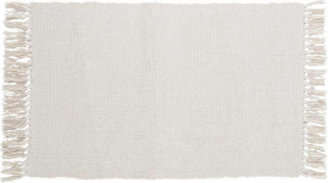 OBI Baumwoll Teppich Uni Weiß mit Fransen B/B: 50 x 80 cm - Bild 1