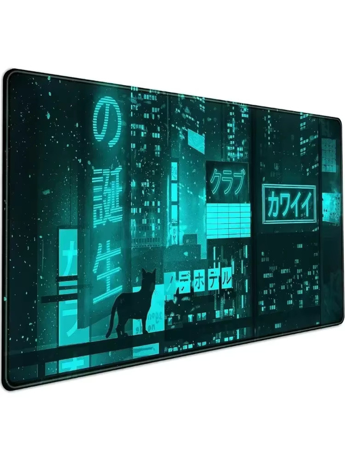 Potdemiel XXL-Mauspad Neon Tokyo in Türkis für Gaming und Büro - Bild 4