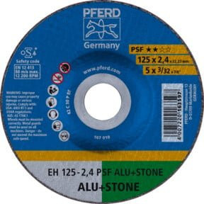 PFERD Trennscheibe EH PSF ALU+STONE Blau für Aluminium, Nichteisenmetalle und Stein, Durchmesser: 125 mm, Dicke: 2,4 mm, Bohrung: 22,23 mm - Bild 1