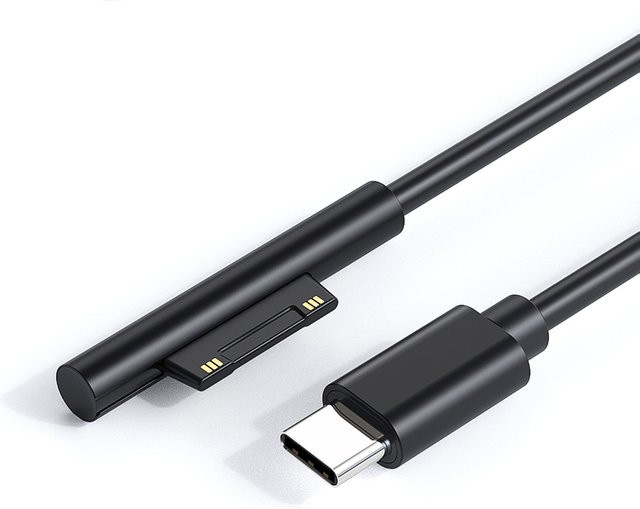 P D65W USB-C Ladekabel Adapter für Microsoft Surface Pro 8 7 6 5 4 3 Typ-C Laptop Netzteil Konverter, Schwarz - Bild 1