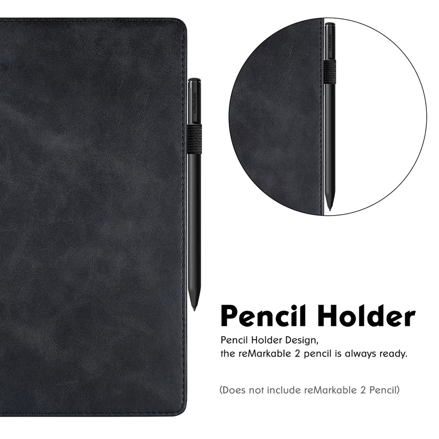 Bozhuorui Tablet Hülle für 10,3 Zoll in Schwarz mit integriertem Ständer, Handschlaufe und Stifthalter aus veganem PU-Leder - Bild 4