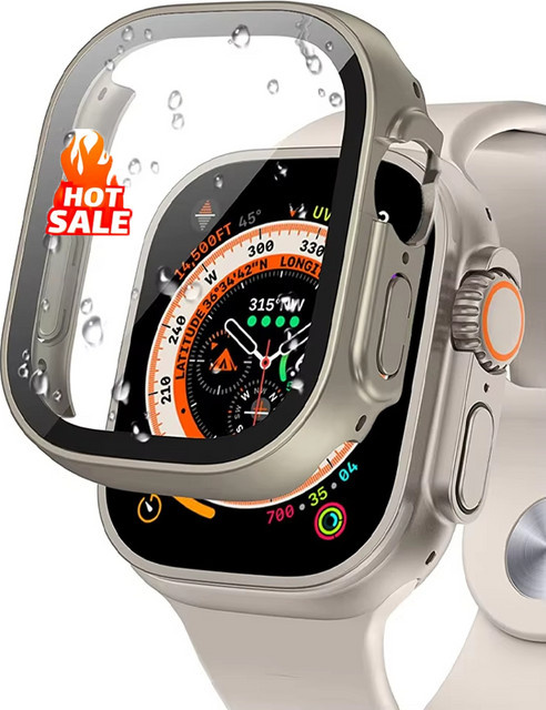 Hülle für Apple Watch Ultra, 49 mm, PC-Stoßstange, Displayschutzfolie, light Green13 - Bild 1