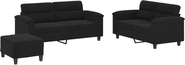 vidaXL 3-teilige Sofagarnitur in Schwarz aus Mikrofasergewebe inklusive Kissen für dein Wohnzimmer - Bild 1