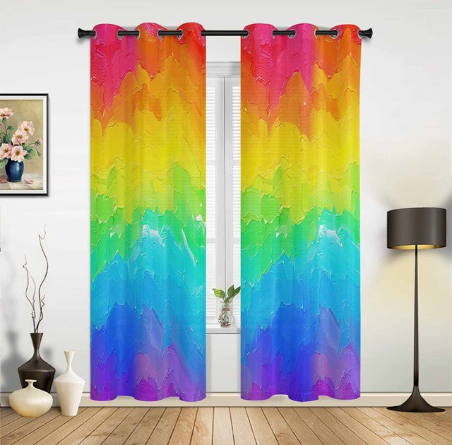Super Six Boho Fenstergardine mit abstraktem Blättermuster in Gelb, Breite: 135 cm, Höhe: 60 cm - Bild 1