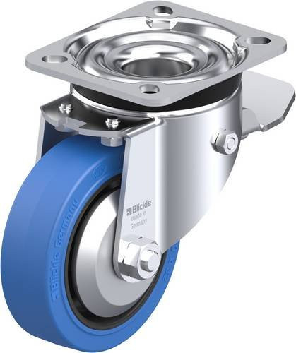 Blickle Lenkrolle LK-POEV 100XR-1-ST-SB-FA mit Feststeller, Farbe Schwarz-Blau, Rad-Durchmesser: 100 mm, Tragfähigkeit: 200 kg - Bild 1