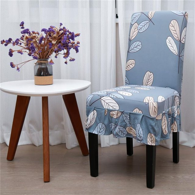 Yiran Furniture Elastischer einteiliger Stuhlbezug mit Rock, Fleckabweisend, Beige oder Blau, B/T/H: 38 x 40 x 40 cm - Bild 1