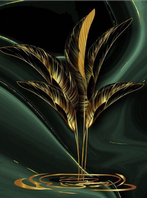 TPFLiving Luxus Poster Leinwand Abstrakte Motive in Schwarz und Gold, B: 50 cm, H: 70 cm - Bild 1