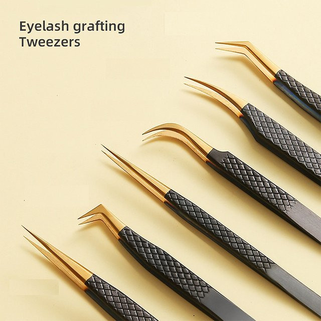 Professionelle Wimpernpinzette, antistatisch, Metallic, Unisex - Bild 1