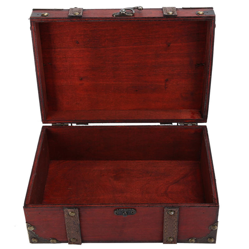 Dekorative Vintage-Aufbewahrungsbox aus Holz von Neoglint in Grau und Braun mit Schloss - Bild 6