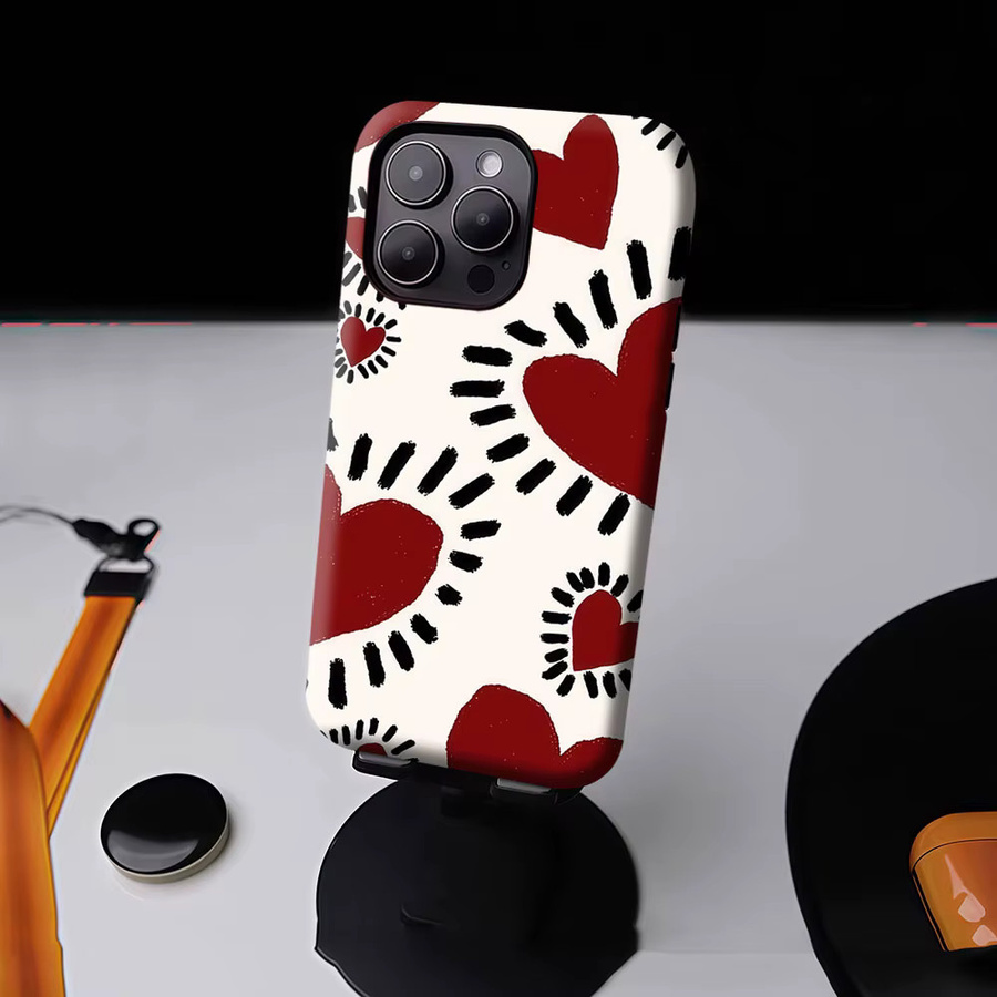 Aurbe Matte 2-in-1 MagSafe Hülle mit Liebes-Illustration für iPhone 17 16 15 14 Plus Pro Max, Stoßfeste Hartschale, Multicolour - Bild 4