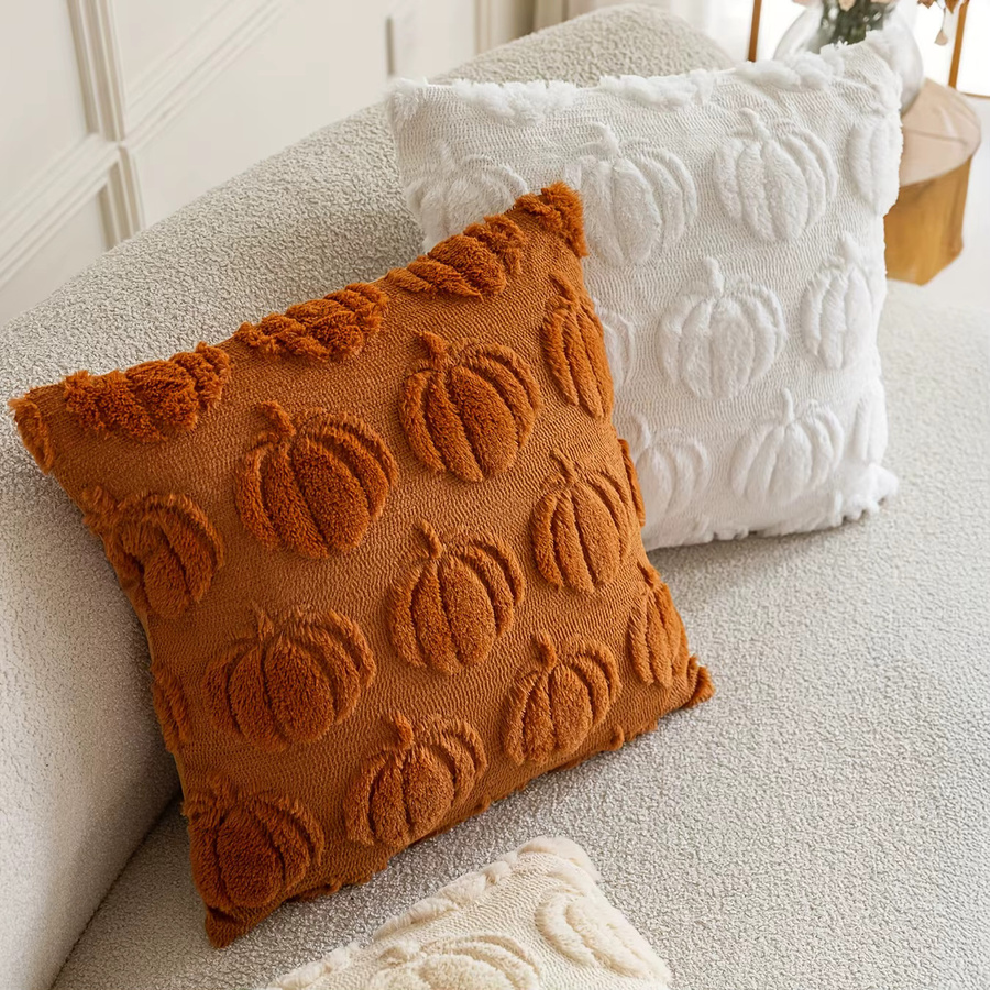 DUTRIEUX Dekokissenbezug Kürbis Design in Braun mit Jacquard-Webung, quadratisch, Breite: 30,48 cm - Bild 2