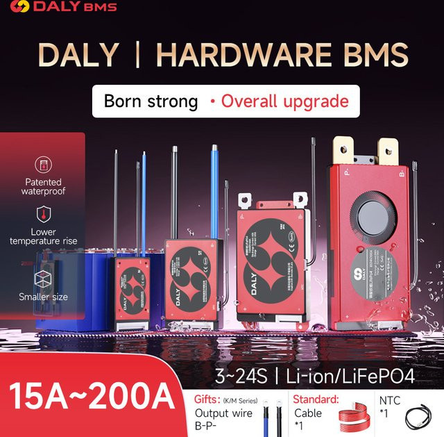 Daly BMS LiFePO4 4S 12V Batteriemanagementsystem mit NTC in Rot - Bild 1
