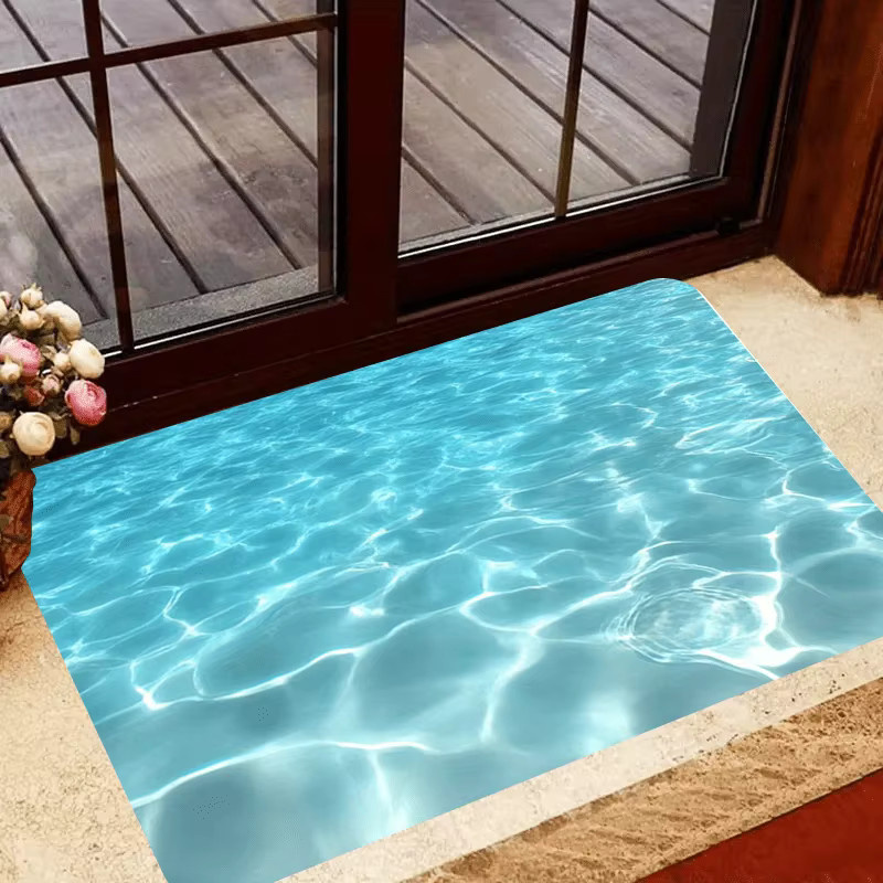 VIKAMA Anti-Rutsch-Bodenmatte Blue Seawater Phantom, saugfähiger Teppich für Badezimmer und Eingangsbereich in Blau - Bild 2