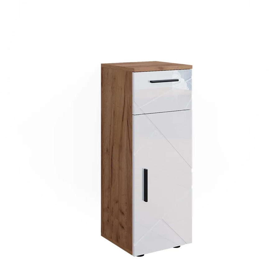 Vicco Midischrank Irma Badezimmermöbel in Eiche und Weiß Hochglanz, Breite: 30 cm, Höhe: 81 cm - Bild 3