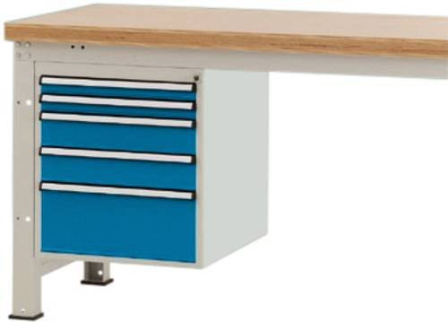 Manuflex ZB4881.5012 Gehäuse-Unterbau PROFI in Blau-Weiß mit 5 abschließbaren Schubfächern für Werkbanktiefe 700 mm, Nutzhöhe: 500 mm - Bild 1