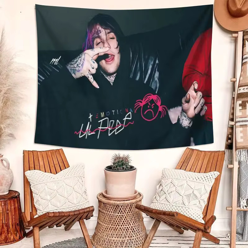 VIKAMA Lil Peep Wandteppich Emo Rap Wandkunst für dein Schlafzimmer oder Wohnzimmer in Multicolour, Breite: 60 cm, Höhe: 40 cm - Bild 3