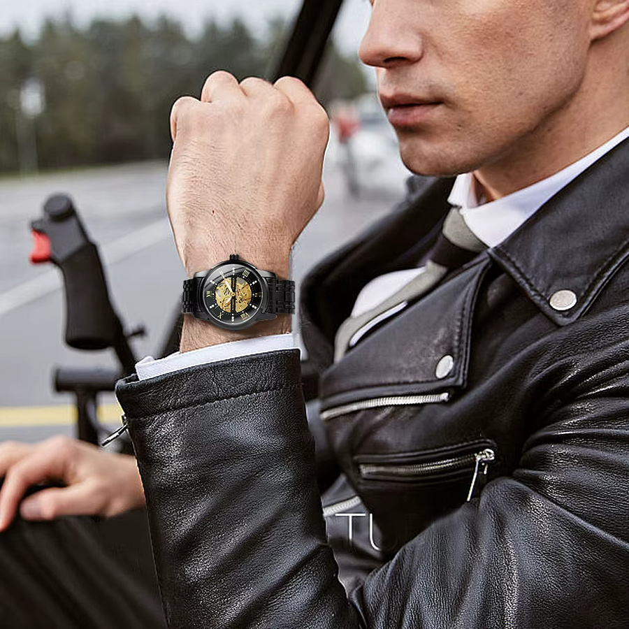WINNER Armbanduhr, Automatik, Skelett, Schwarz, Edelstahl, Herren - Bild 6