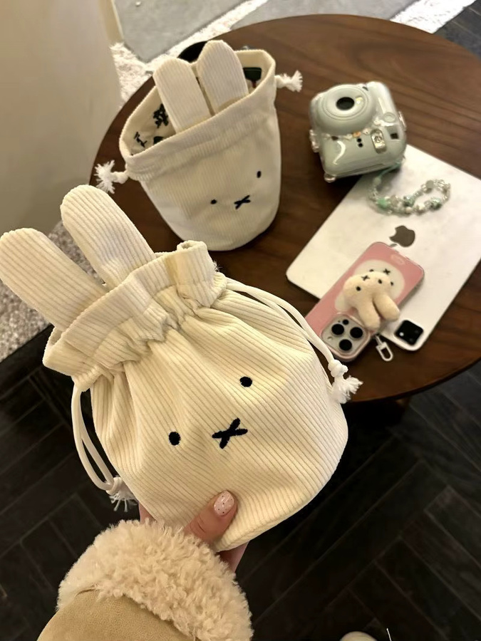Miffy Kawaii Corduroy Bündeltasche, Aufbewahrungstasche, Kosmetiktasche - Bild 4