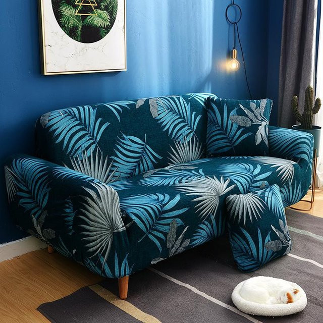 BC-Warm Home All-Inclusive Stretch-Sofabezug mit floralem Muster in Petrol, rutschfest und elastisch, für Sofas von 190-230 cm - Bild 1