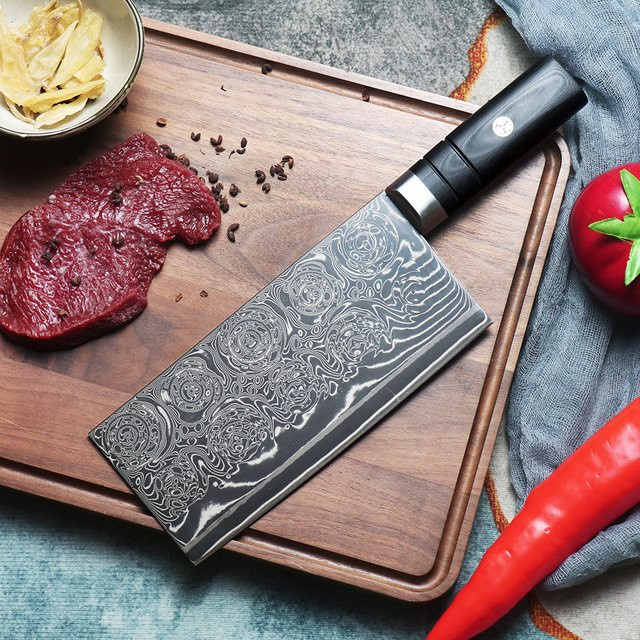 JUMCSONG Küchenmesser Cleaver in Schwarz mit 19,05 cm Klingenlänge - Bild 1