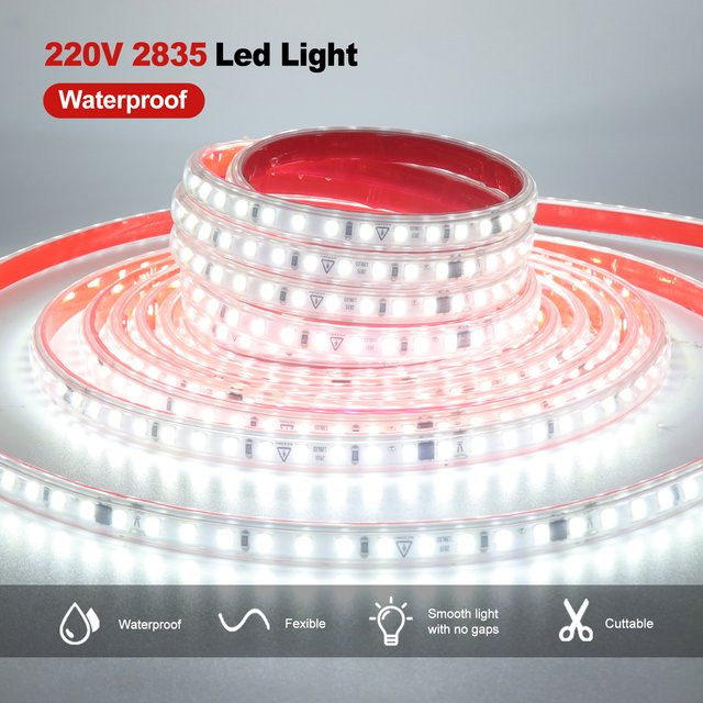 HEGEHE LED-Streifen RGB Multicolour mit 120 SMD 2835 LEDs, wasserdicht und selbstklebend, AC 220 V - Bild 1