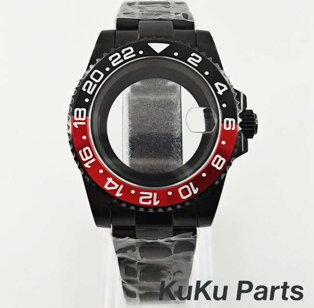 HUANXIAO Uhrengehäuse, Edelstahl, Schwarz, 40 mm, Unisex - Bild 1
