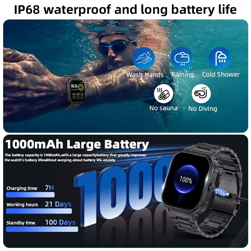 LIGE Smartwatch mit Bluetooth-Anrufen, Herzfrequenzmesser und 1000mAh Akku für Männer und Frauen - Bild 3