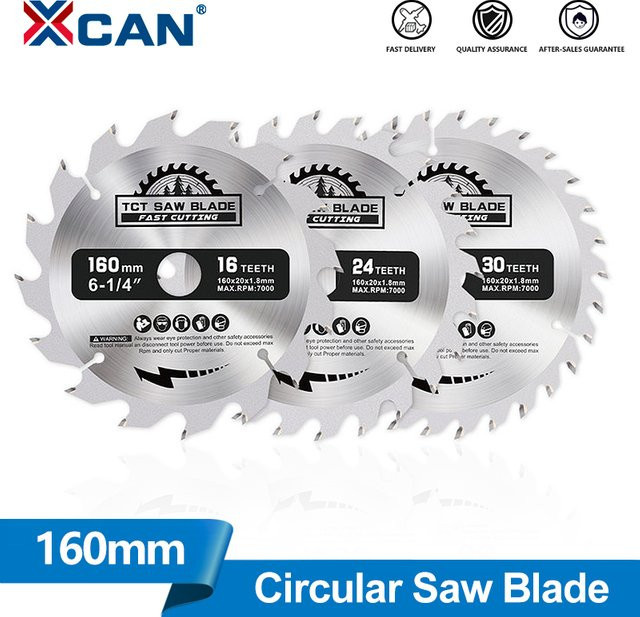 XCAN Kreissäge Klinge mit Hartmetall-Sägeblatt für die Holzbearbeitung, Durchmesser: 160 mm, Bohrung: 20 mm - Bild 1