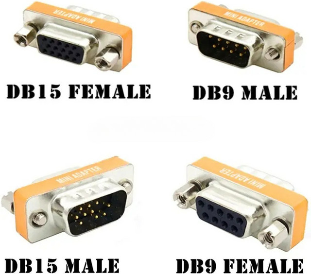 BSN VGA Adapter von DB9 auf DB15 in Orange, D-SUB RGB Konverter mit serieller Schnittstelle - Bild 1