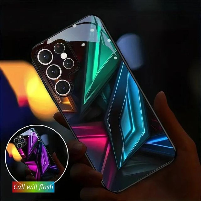 Geometrische LED-Handyhülle mit Sprachsteuerung für Samsung Galaxy S23 S22 S21 S20 FE Note 10 20 Plus Ultra A54 A53 A52 in Multicolour - Bild 1