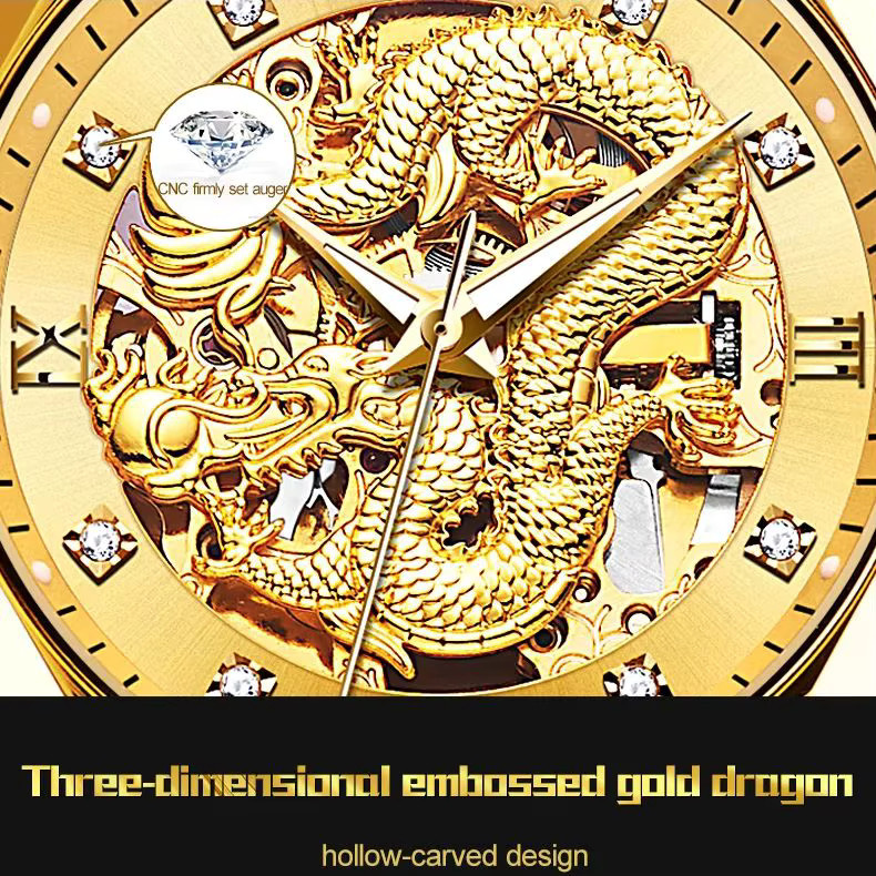 JSDUN Armbanduhr Automatik, Edelstahl, Gold, Herren - Bild 3