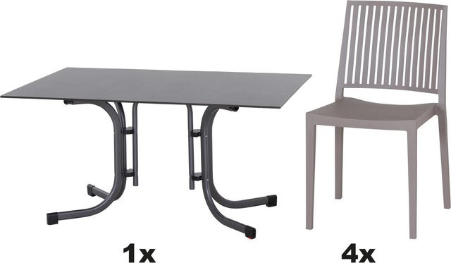 Siena Garden Gartenmöbel Set Lane 5-teilig in Taupe und Grey mit HPL und Stahlrohr, B/T: 140 x 90 cm - Bild 1