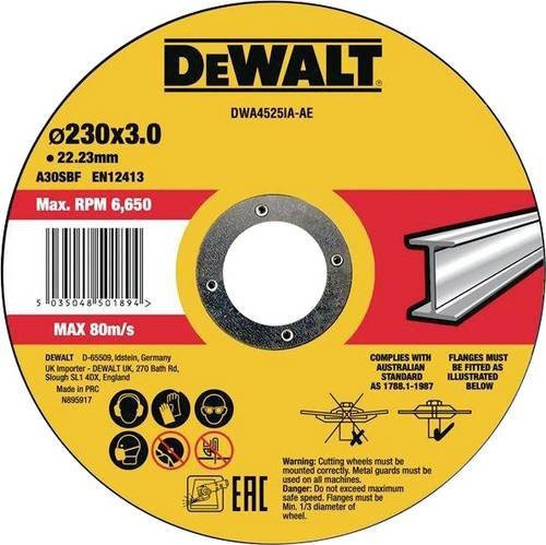 DeWalt High Performance Trennscheibe für Metall und Edelstahl, Gelb, Durchmesser: 230 mm, Dicke: 23 mm, Bohrung: 22,23 mm - Bild 1