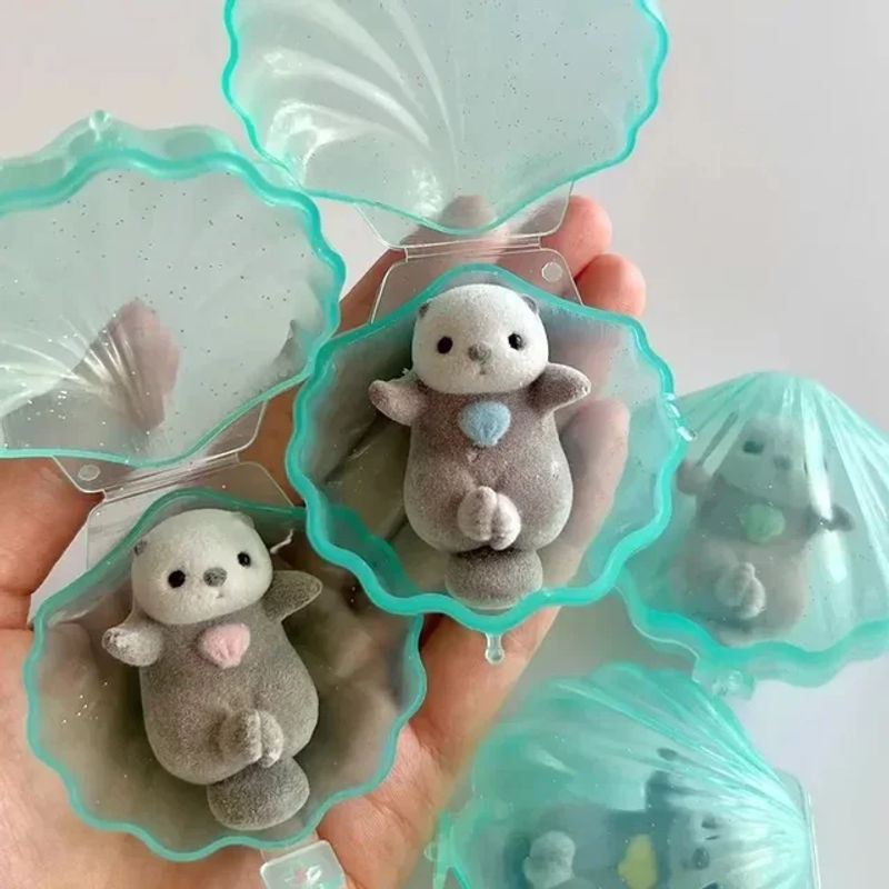 YELL Gashapon Kapsel Spielzeug Otter Figur Kawaii Tier Modell in Grau für Kinder und zur Desktop Dekoration - Bild 1