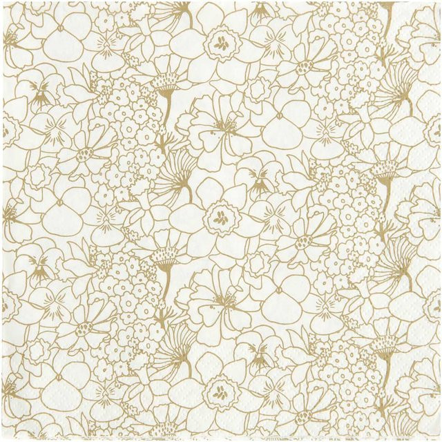Rico Design Servietten mit floralem Blumenmuster in Gold, B/T: 32,0 x 32,0 cm - Bild 1