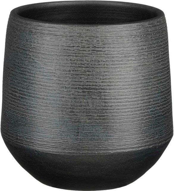 Mica Decorations Übertopf Evora aus Terrakotta-Ton in Schwarz, Durchmesser: 19 cm, Höhe: 18 cm - Bild 1
