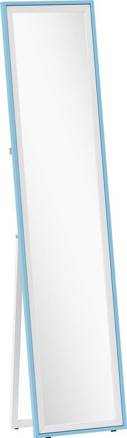 HOMCOM Ganzkörperspiegel mit MDF-Rahmen in Weiß und Blau, rechteckiger Wandspiegel oder Standspiegel, Höhe: 157 cm, Breite: 37 cm - Bild 1