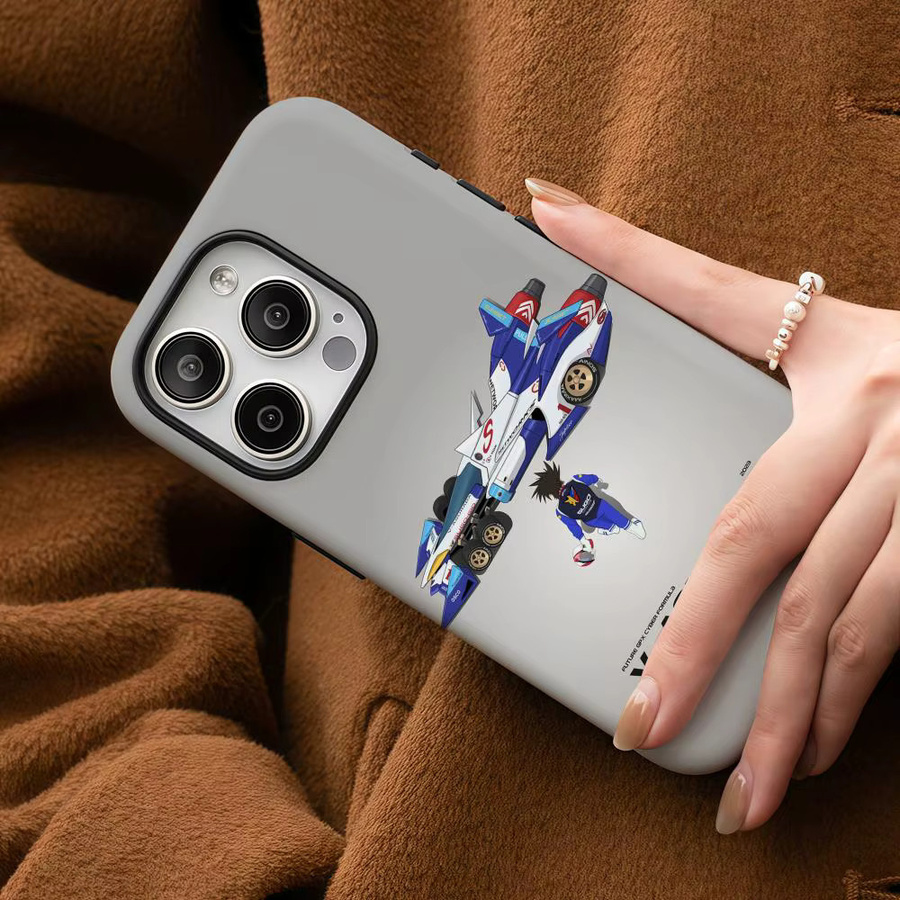 Future GPX Cyber F-Formula Handyhülle für iPhone 17 16 15 14 13 12 Pro Max Plus in Weiß und Grau mit glänzender HD-Doppelschicht-Flüssighartschale - Bild 4