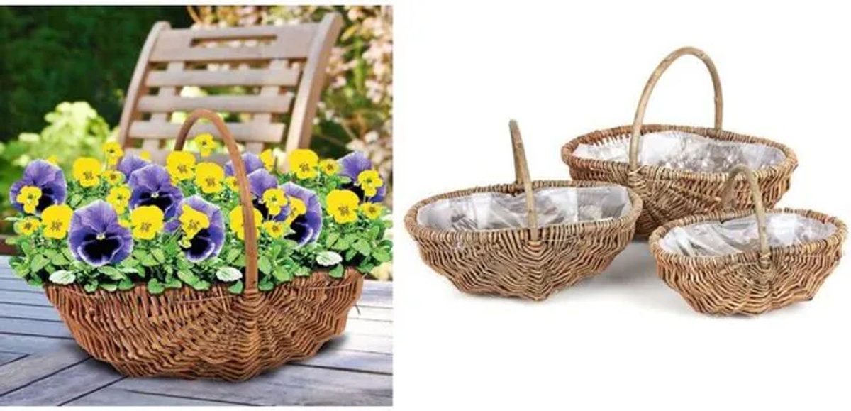 3er-Set Weidenkörbe von BURI in Braun im rustikalen Rattan-Design - Bild 1
