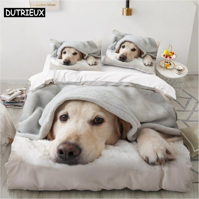 Binchi Outdoor Product 3D Hund Bettwäscheset aus Mikrofaser mit Motiv, Farbe: Weiß, B/H: 140 x 200 cm - Bild 1