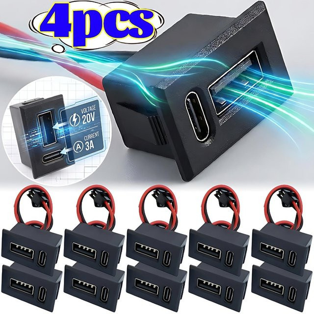 Auto Dual USB-C Schnellladeadapter für PKW, LKW und Motorrad in Schwarz, 20V 3A Stromversorgung - Bild 1