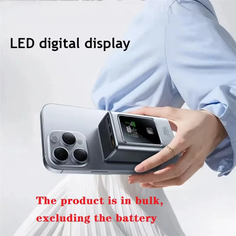OOTDTY 35W Schnellladende Powerbank-Hülle mit Dual-USB-Typ-C-Anschluss in Grau für iPhone, Xiaomi und Huawei - Bild 3