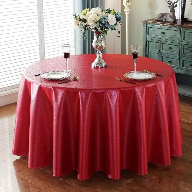 Runde PVC Tischdecke von JMG Household Supplies mit Blumenmuster in Rot, wasserabweisend und ölbeständig, Durchmesser: 140 cm - Bild 1