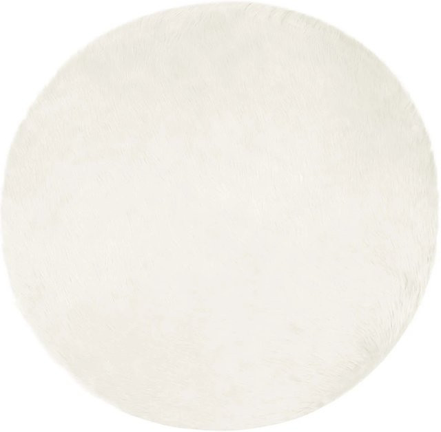 vidaXL Kunstschaffell Teppich Tafalla Weiß Ø 80 cm aus Polyester - Bild 1