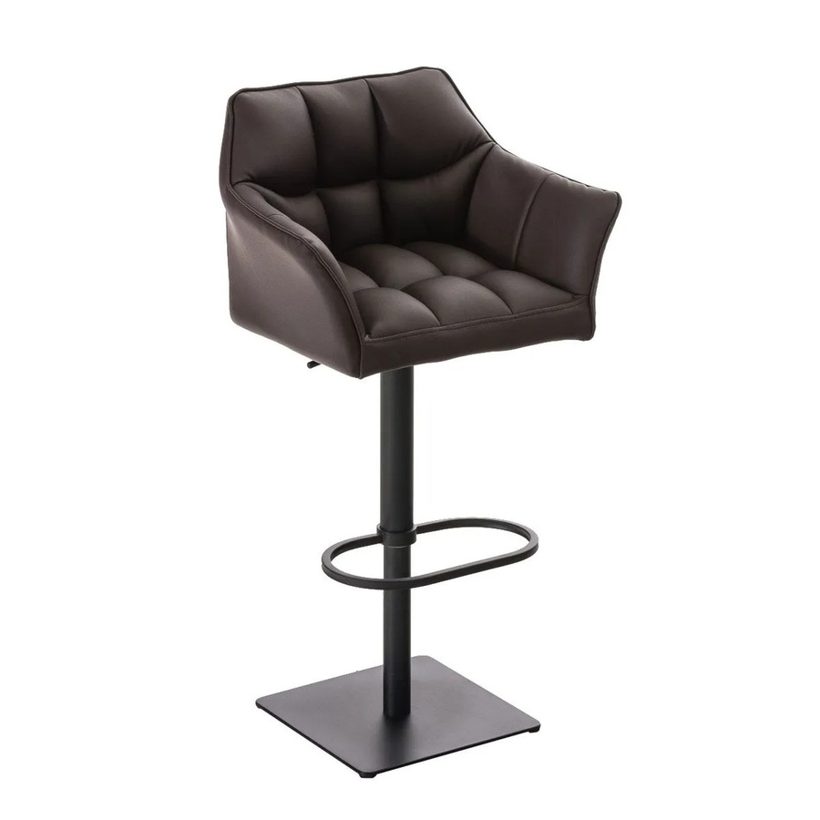 DELUKE Barhocker SIHAR in Braun mit Kunstleder, höhenverstellbar, drehbar und mit Lehne, B/T/H: 64 x 45 x 88 cm - Bild 2