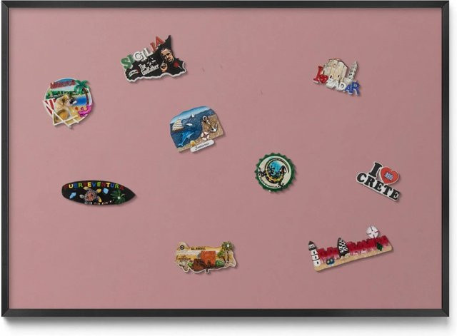 Tulup Magnettafel für Reisemagnete in Pastellrosa mit schwarzem Rahmen, B: 100 cm, H: 70 cm - Bild 1