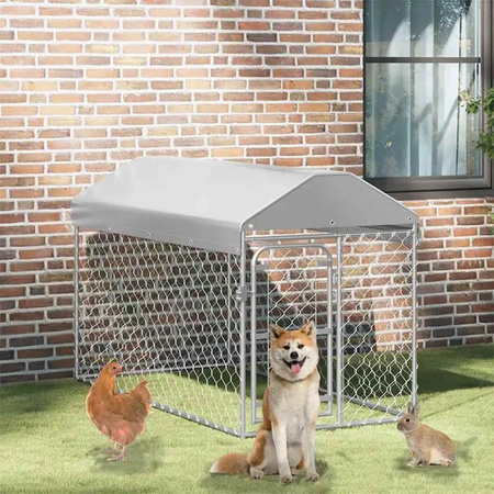 Vidaxl Hundezwinger mit Dach aus verzinktem Stahl und Polyethylen, B/T/H: 200 x 100 x 125 cm